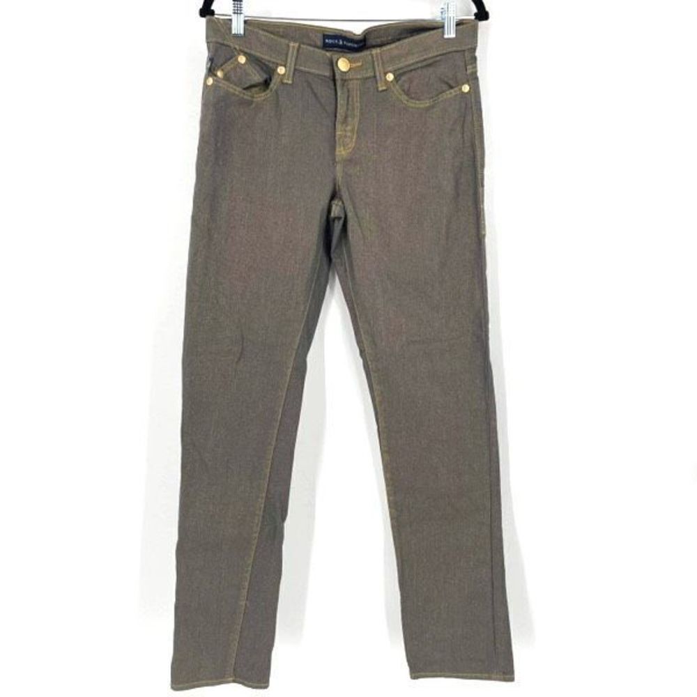 Rock & Republic Women's Low Rise Berlin Skinny Jeans Gray Gold Shimmer‎ Size 10